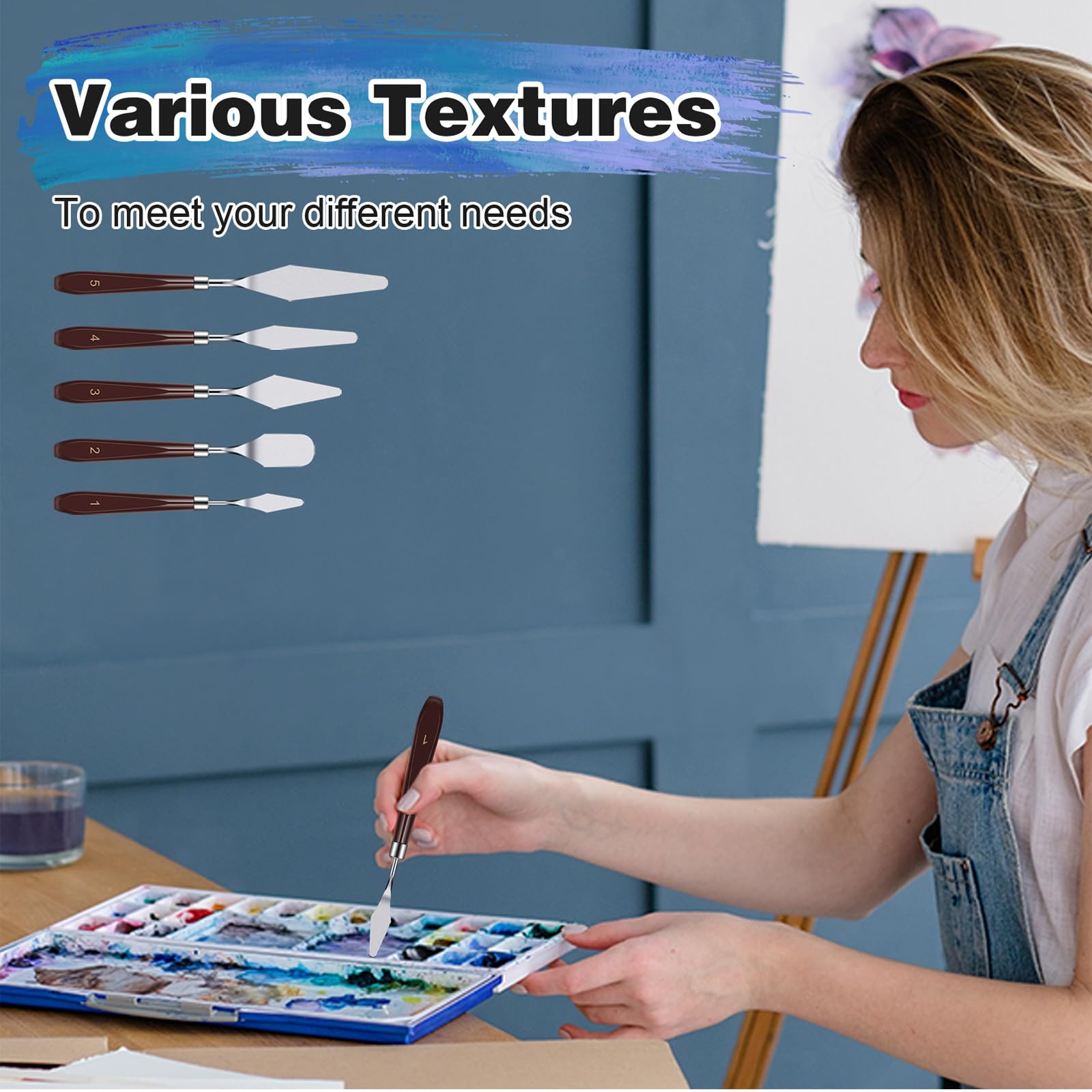 Set 15 Spatole Per Pittura | Acciaio Inox E Plastica | Per Olio, Acrilico, Acquerello | Ideale Per Artisti E Hobby - Foto 7