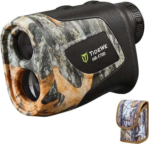 TIDEWE Hunting Rangefinder with Rechargeable Battery, 700Y Camo Laser Range Finder 6X Magnification, Distance/Angle/Speed/Scan Multi Functional Water-Resistant Rangefinder with Case
