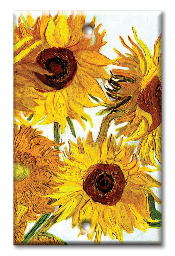 Art Plates - Decorative Light Switch Cover Plate - Wall Plate - 1 Gang Blank - Van Gogh: Sunflowers (Made in USA)