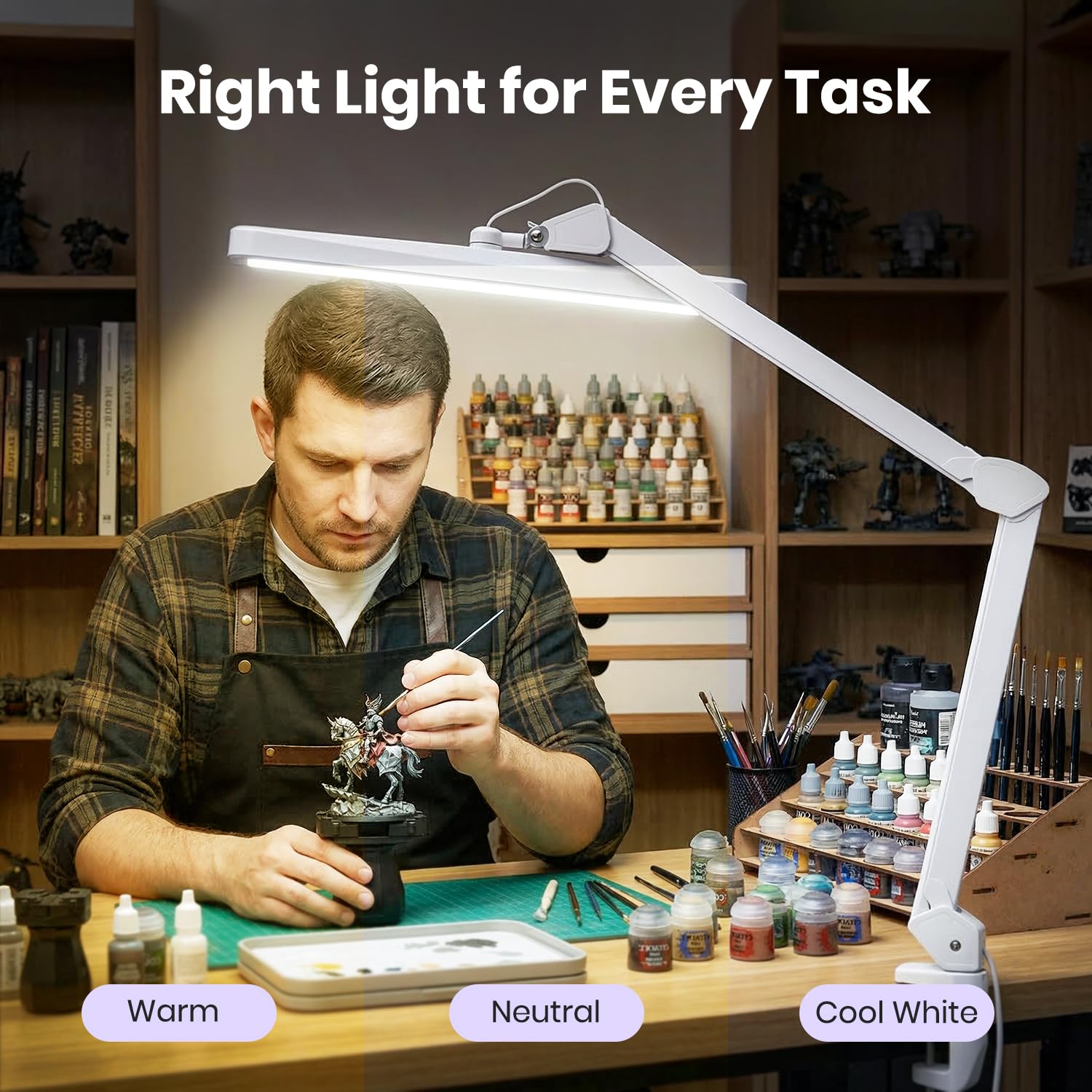 Neatfi XL Lámpara de trabajo LED de Enchufe, 30W, 5 modos de luz, regulable, 324 piezas de LED SMD (Blanco)