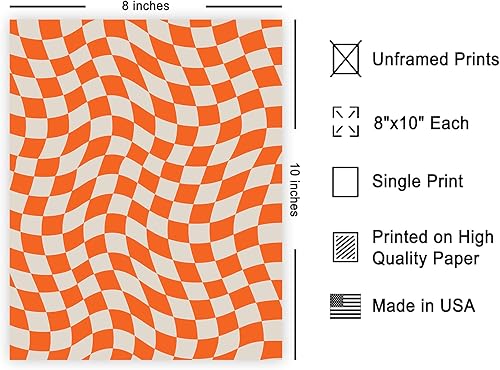 Miniatura 2 de Monem Art Groovy - Póster a cuadros retro - Arte Trippy y Preppy - Diseño de pared chic bohemio Funky - Arte estético - Decoración moderna de cocina