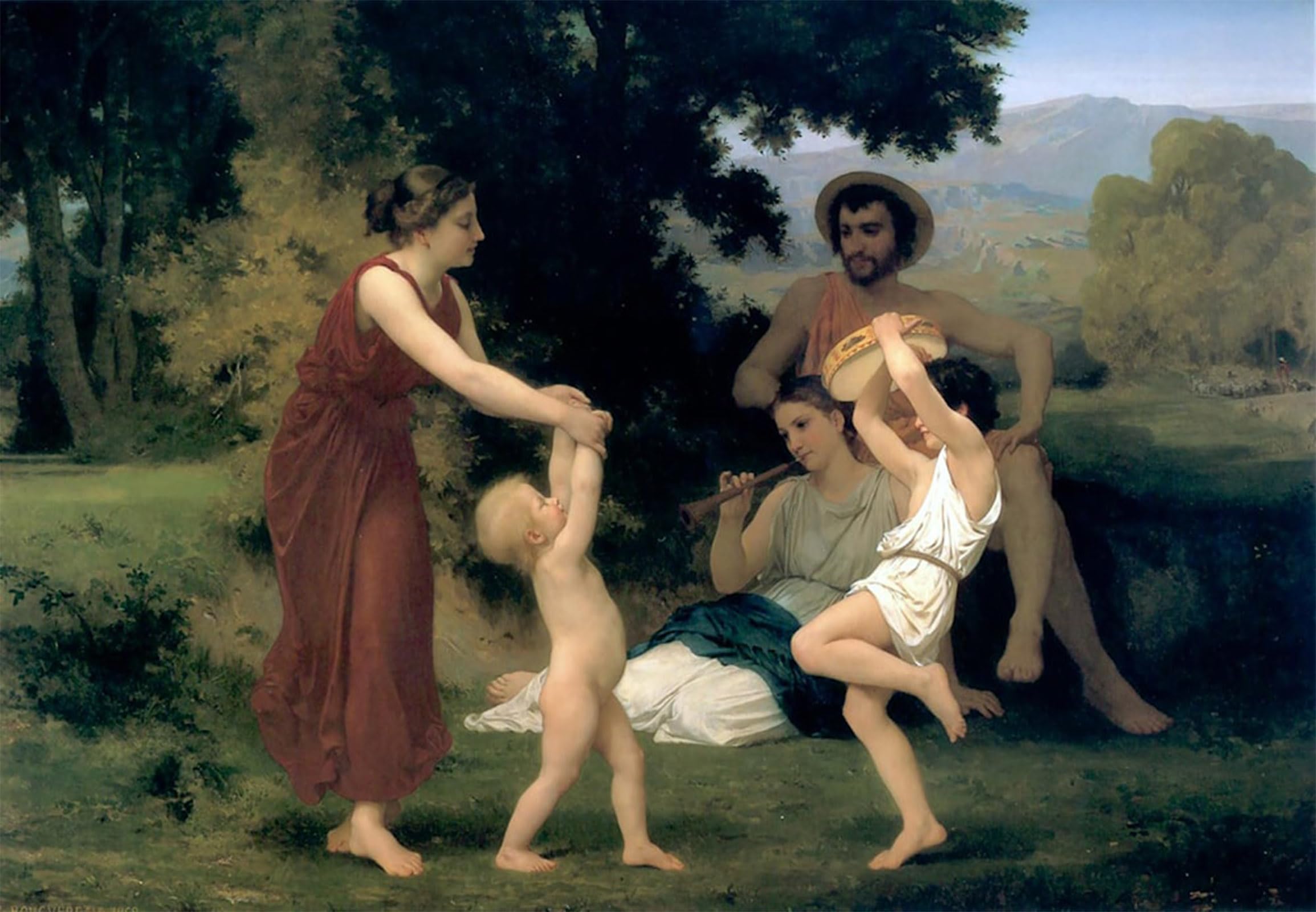ARTXLXXBN Famous Painting Art Wall Decor Abstract Art Picture Pastorale by William Adolphe Bouguereau Animal Pictures for Home Decor 60x90cm