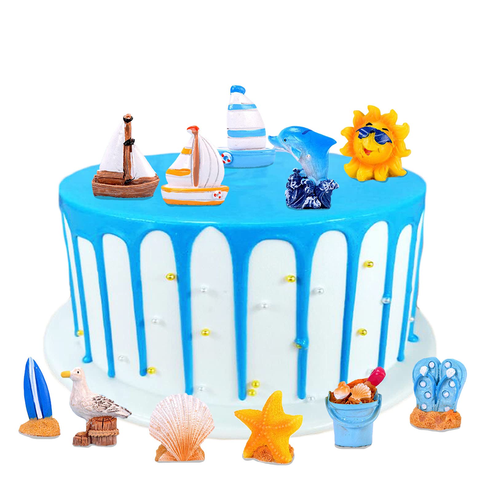 Blumomon 36 pezzi di decorazione per torte estive, giochi da surf, decorazione per feste