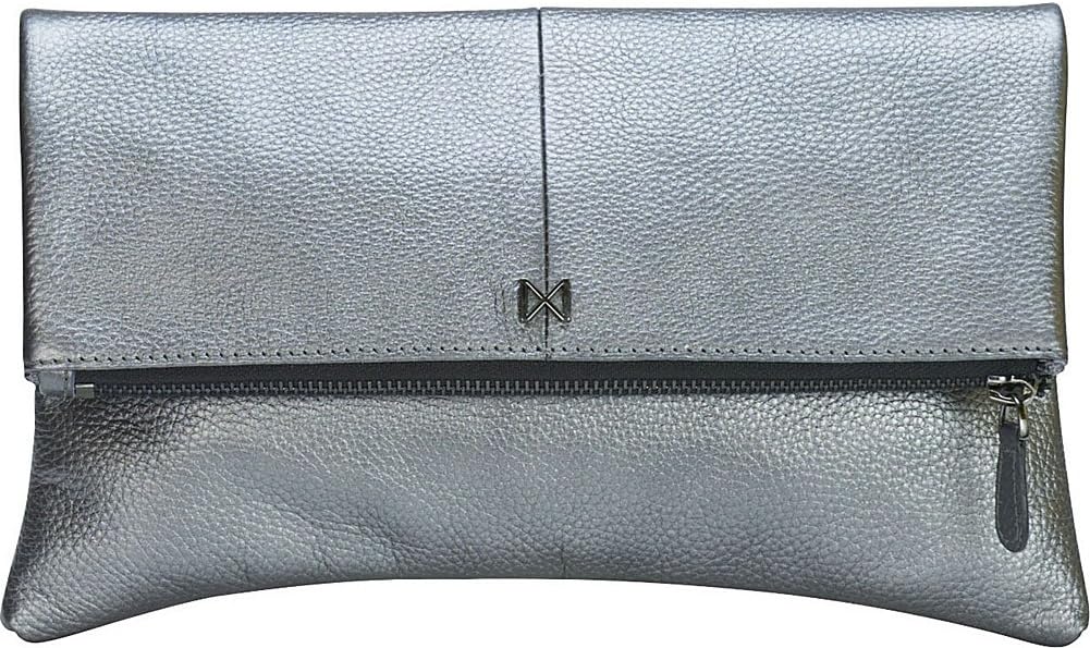 ESOTERIC Pebble Leather Pop of Color Foldover-Style Clutch