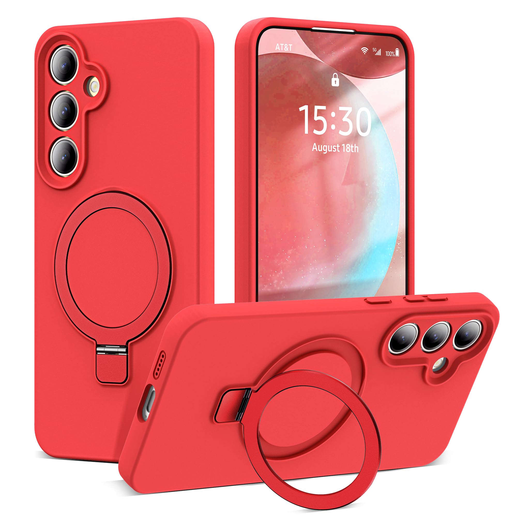 SKYLMW for Samsung Galaxy S24 Plus Case with Magnetic Invisible Stand [Compatible with MagSafe] Military Drop Tested [Full Camera Protection] Silicone