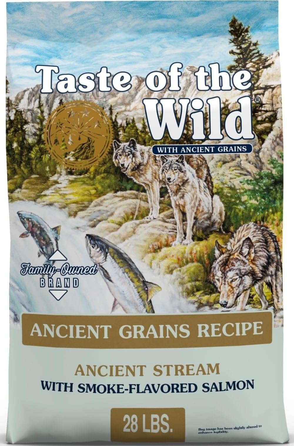 Ancient Stream Dry Dog Food, Smoke-Flavored Salmon, 28lb | Puppy, Adult & Senior Dogs | High Protein | Real Salmon & Ancient Grains | Nutrient Dense to Help Support Peak Health