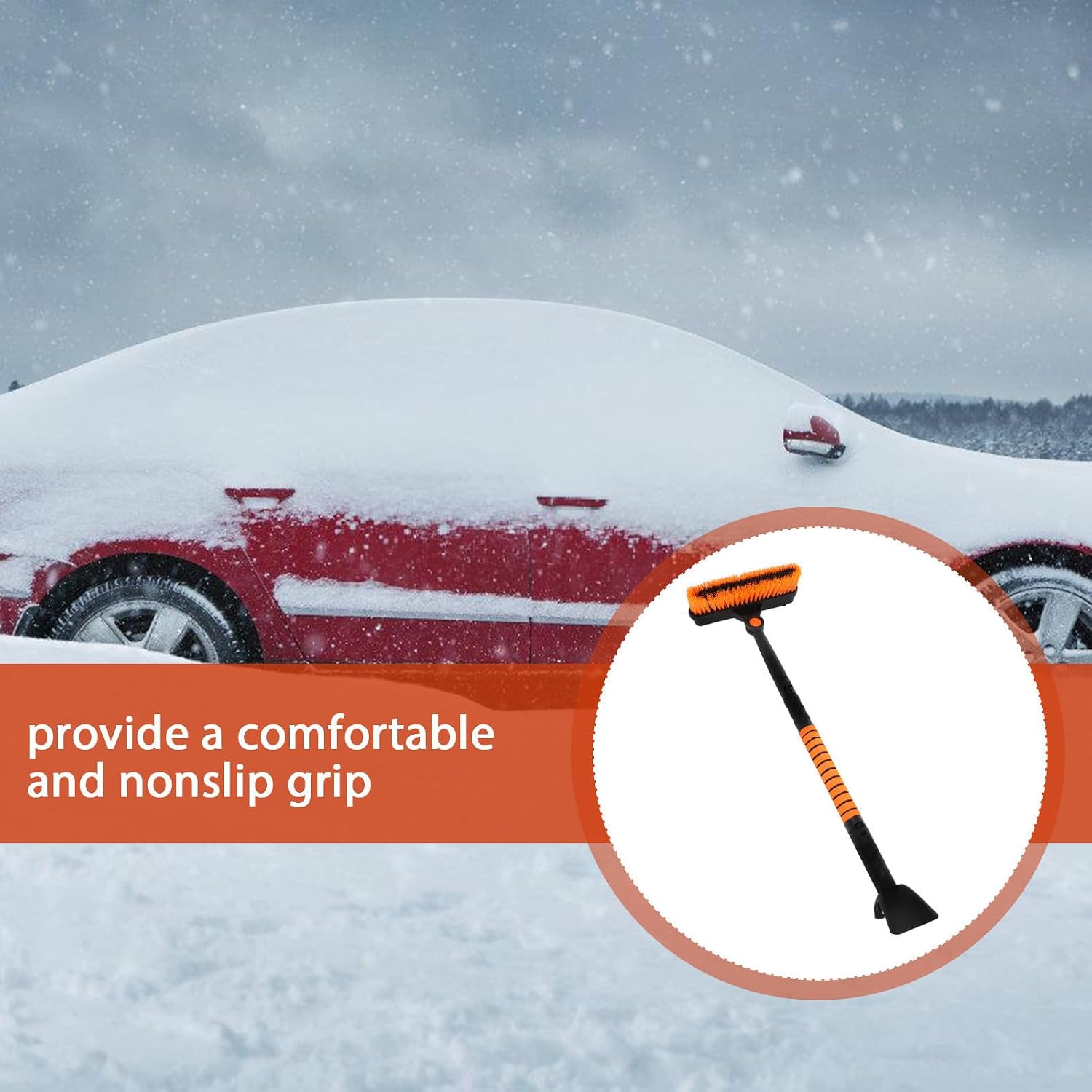 VOSAREA Extendable Snow Brush, Ice Scraper and Car with Scratch-Free Snow Removal Adjustable 80-100cm Aluminum Alloy Handle, Dual-Sided Ice Scraper, Ergonomic Design for Winter Car