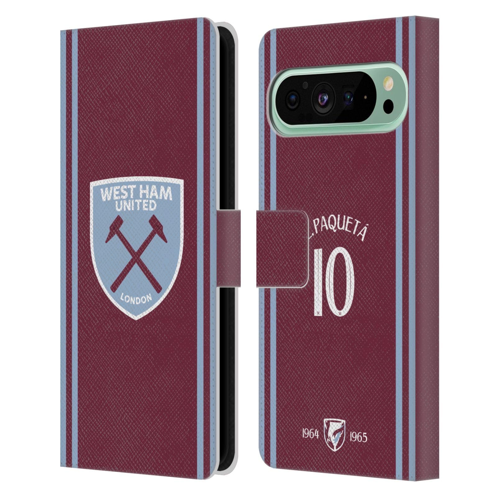 Head Case Designs Officially Licensed West Ham United FC Lucas Paquetá 2024/25 Players Home Kit Leather Wallet Case Compatible With Google Pixel 9 Pro XL
