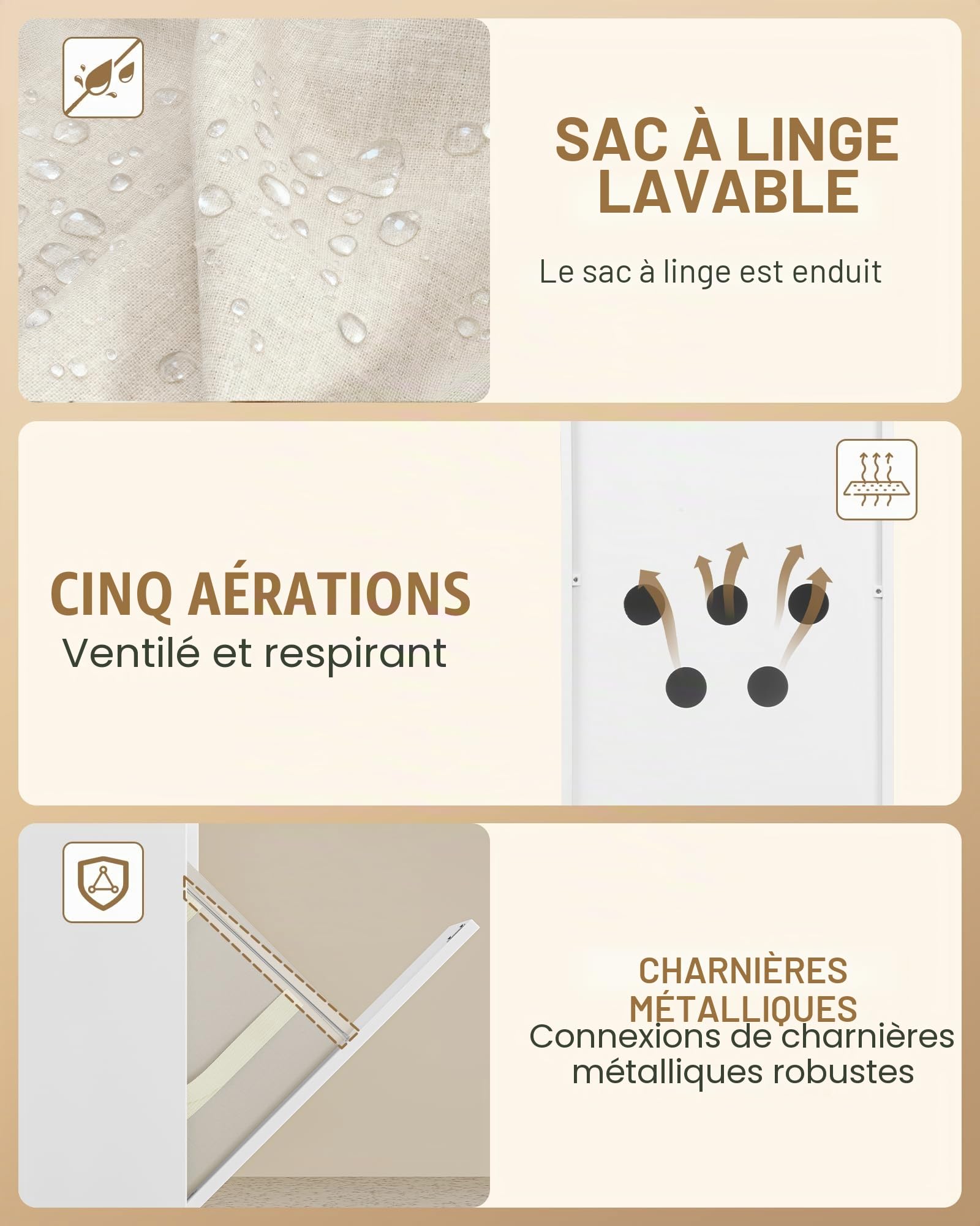 Hzuaneri Meuble Salle de Bain avec Panier à Linge, Placard de Rangement | 1 Tiroir et 1 Panier à Linge, Armoire Toilette , 40 x 40 x 100 cm, Blanc BC42003X