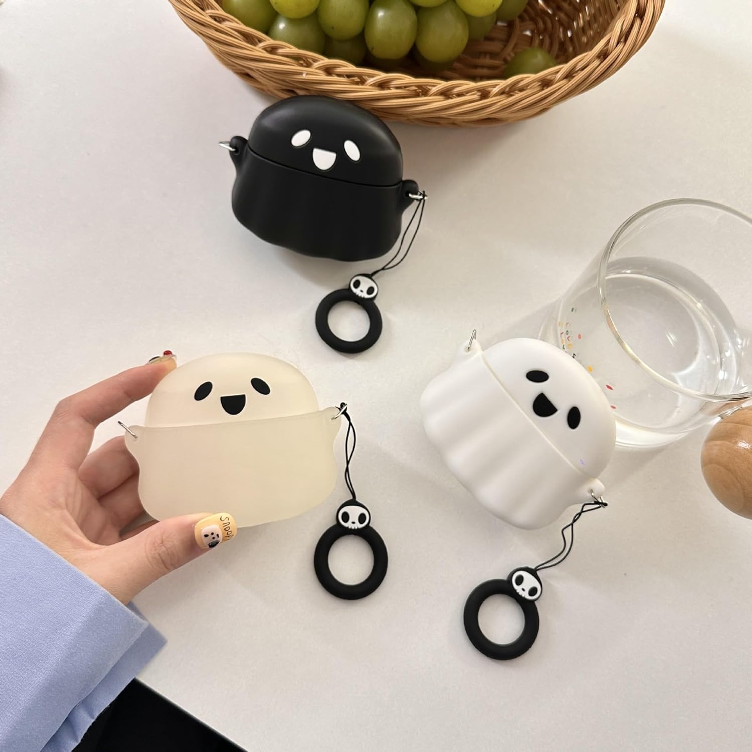 [3 in 1] SKPY Cute Case Compatible with SHOKZ OpenDots ONE with Ring and Cleaning Kit,Soft Silicone 3D Cartoon Design Rugged Shockproof Cover for OpenDots ONE Women Men - Image 6