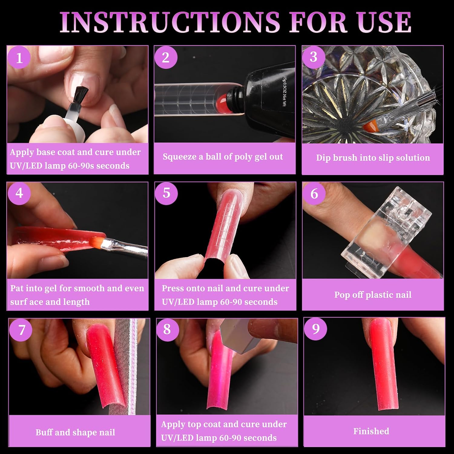 120 PCS Dual Nail Forms with 100 PCS Nail Forms for Gel Nail Poly 24 PCS Duet System Forms, Full Cover Long Coffin Nail Forms for Builder Gel Nail Art Design Salon&DIY/042