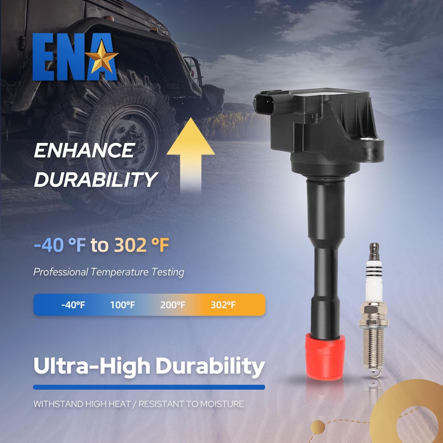 ENA Set of 4 Ignition Coil with Platinum Spark Plug 1.3 L4 Compatible with Honda Civic Hybrid 2006 2007 2008 2009 2010 2011 Coils Plugs for UF374 30521PWA003 C1408 C688 E404 12120037663