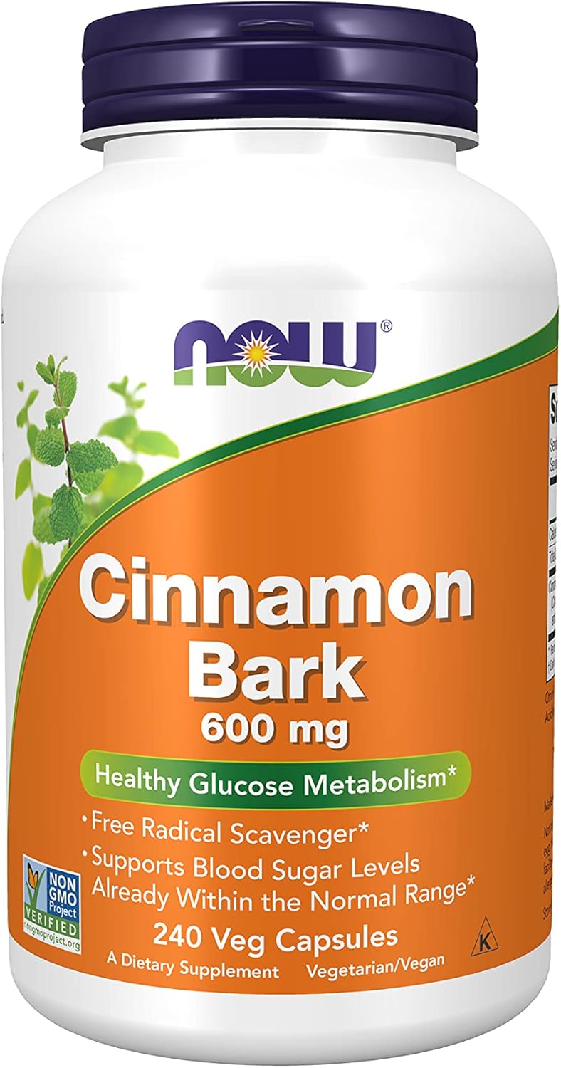 Now Foods Supplements, Cinnamon Bark 600 mg, Non-GMO Project Verified, Healthy Glucose Metabolism, 240 Veg Capsules : Health & Household