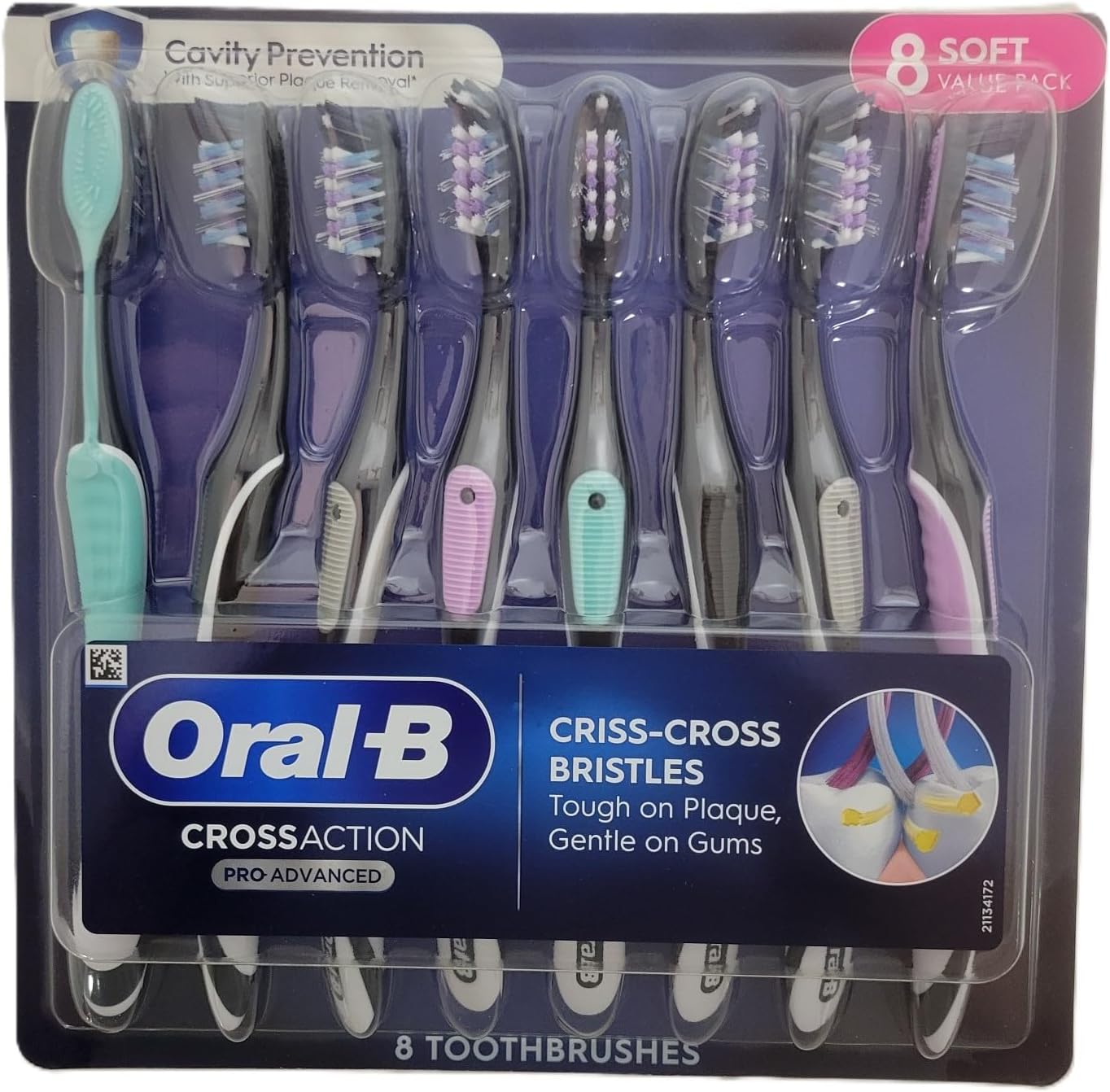 Oral-B Cross Action Pro Advanced Toothbrush, 8 Count (Soft)