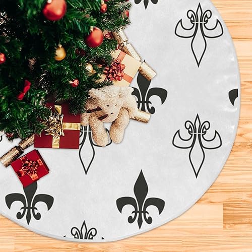 Miniatura 5 de Fleur De Lis - Falda decorativa para árbol de Navidad, 35.4 pulgadas, lavable a máquina, decoración navideña