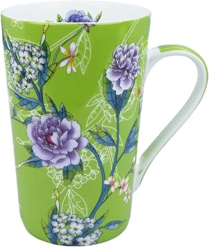 13oz Floral Bone China Mug for Tea & Coffee Lovers Daily Use | Floral Coffee Mugs for Women Cute Bone Mug Birthday & Christmas Gift for Mom Friends, Lightweight Mug, Tall Mug for Colleague