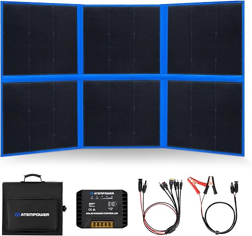 Miniatura 10 de ATEM POWER Panel solar portátil de 200 W, panel solar plegable HPBC, controlador de cargador MPPT de 20 A, salida USB de 5 V para batería de 12/24
