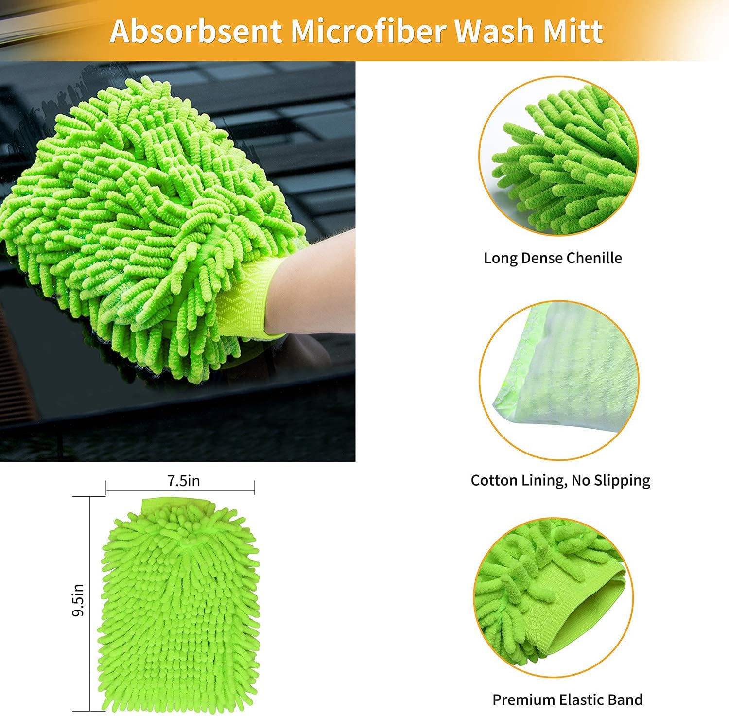 VIGRUE 10Pcs Detailing Brush Set for Cleaning Wheels Interior Cleaning Kit Including 5Pcs Premium Detail Brushes, 3Pcs Wire Brush, 1Pcs Wash Mitt 1Pcs Long Soft Wheel Brush for Cleaning Interior Wheel