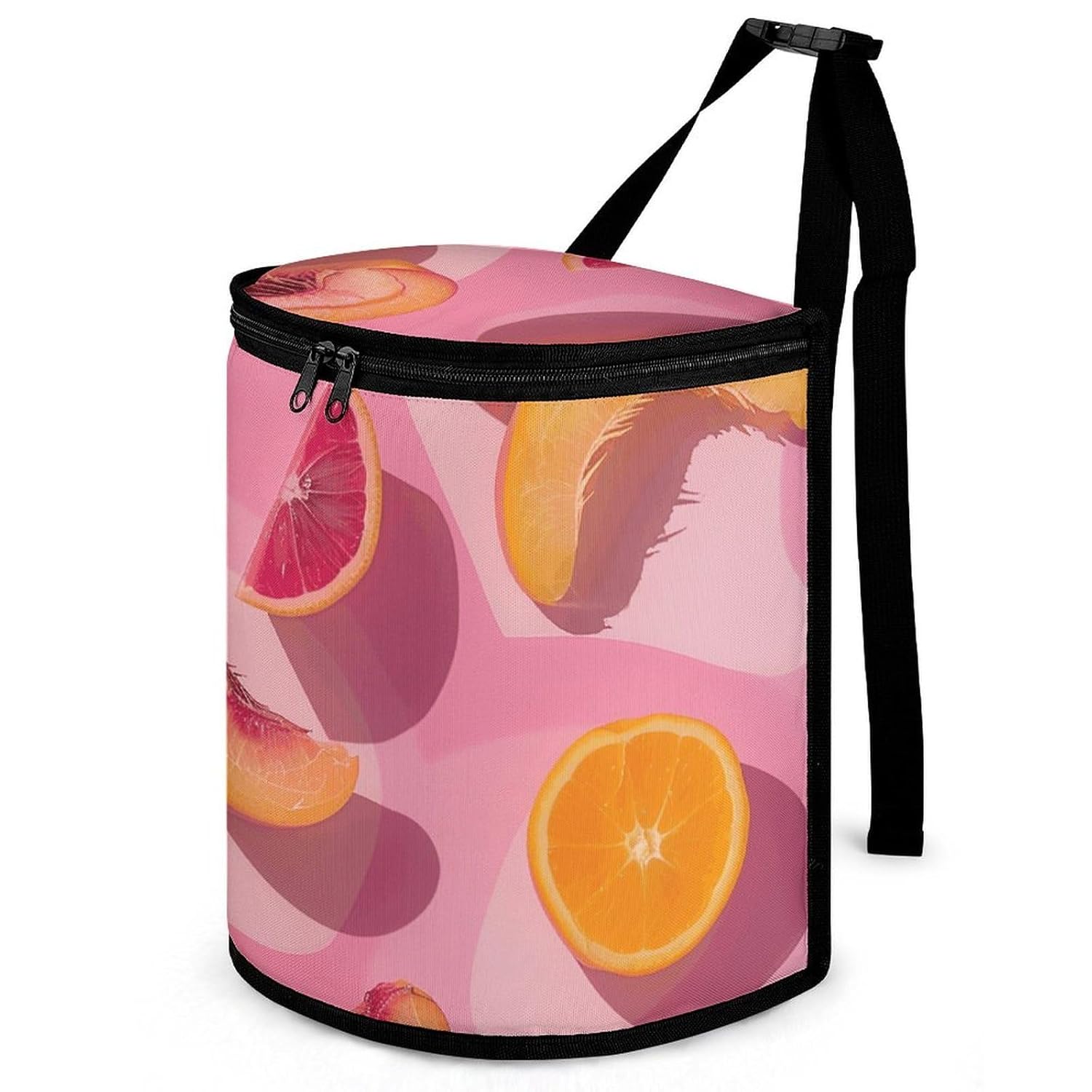 MUSM Leakproof Car Trash Can 2.5 Gallon, Durable Automotive Garbage Bag with Waterproof Liner, Peach and Orange Slices Trash Bag for Car, Truck, RV & Bathroom