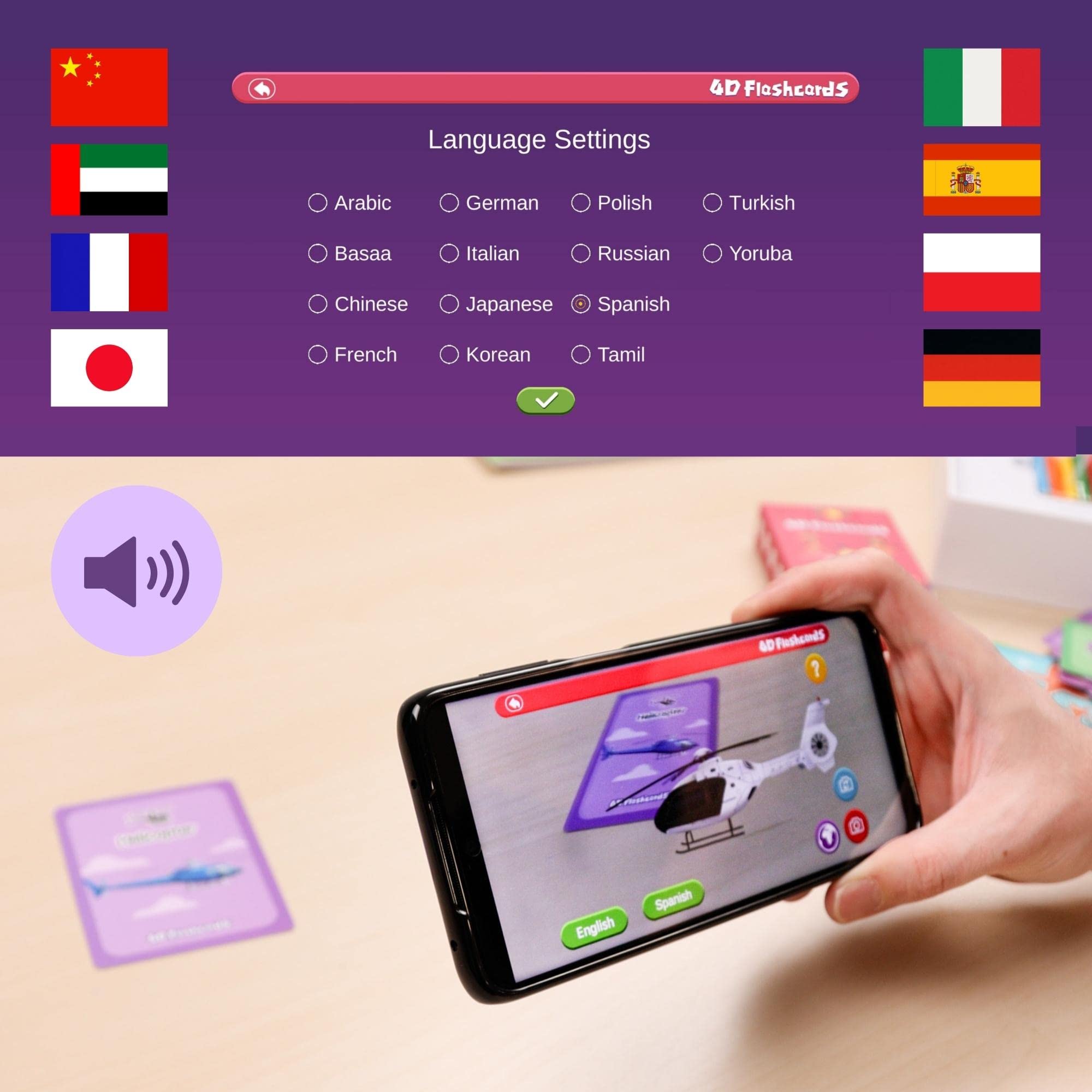 Jeu Éducatif 4D Flashcards - 48 Cartes + Réalité Virtuelle Pour Enfants