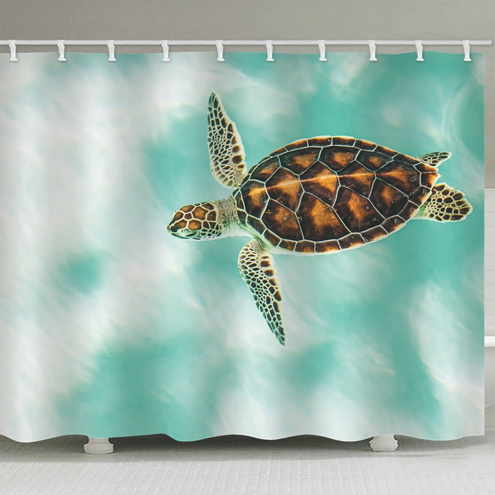 Tende da Bagno Verde Tende da Bagno Lavabili Tenda Finestra Bagno Poliestere con Ganci Tenda Doccia Tartaruga, 180x180cm