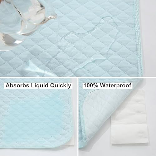 Miniatura 6 de Pleasant Boulevard  Forro portátil impermeable para cambiador de bebé, lavable y reutilizable, hecho con TPU transpirable, 27 x 13 pulgadas (azul, 3