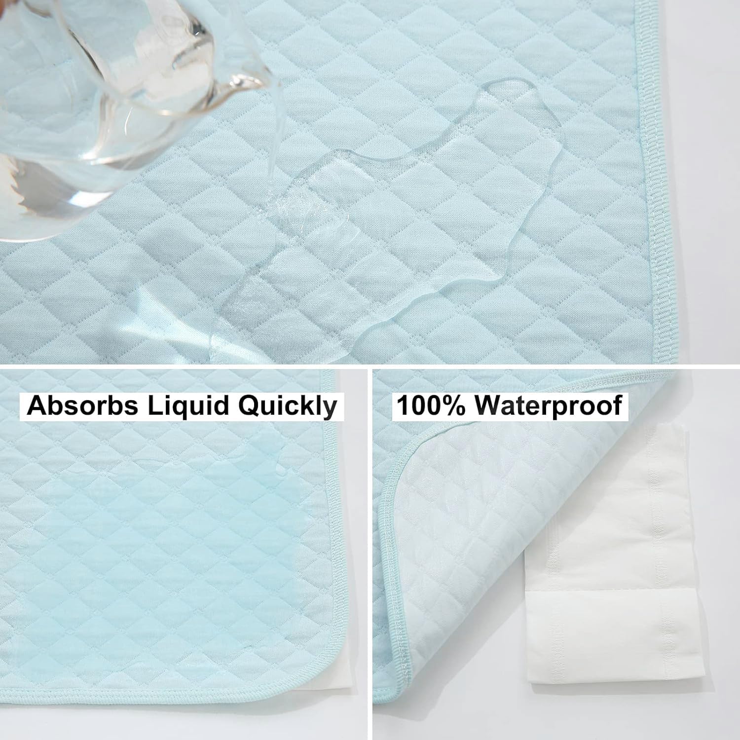 Pleasant Boulevard | Forro portátil impermeable para cambiador de bebé, lavable y reutilizable, hecha con TPU transpirable (azul, 3 unidades)