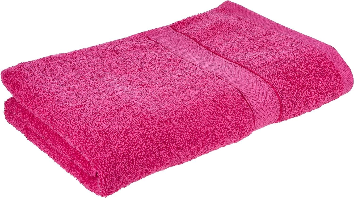 Hotel Linen Klub Cotton-Rich 480GSM Terry Ring Spun Bath Sheet - Quick-Dry, Highly Absorbent, Soft and Premium Quality for a Spa Experience at Home, Size: 90 x 180 cm, Fuchsia Pink