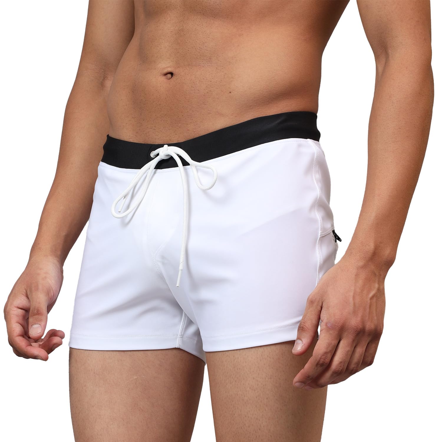 Arctic Swim Trunks with Contrast Waistband and Pocket Details