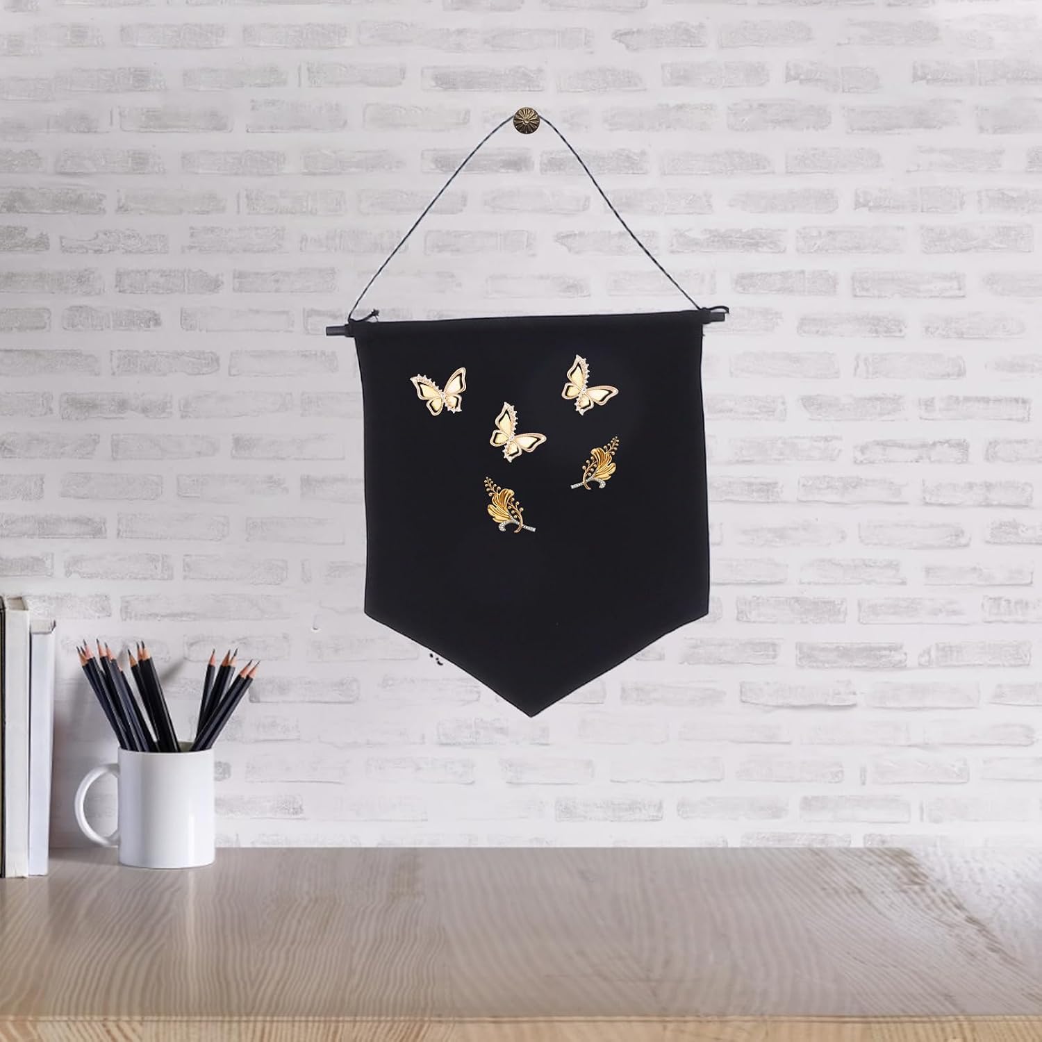 OSALADI 8pcs Canvas Brooch Pin Board Organizer for Earrings and Brooches, Spacesaving Wall Hanging Display Banner, Organized Home Decor Jewelry Holder