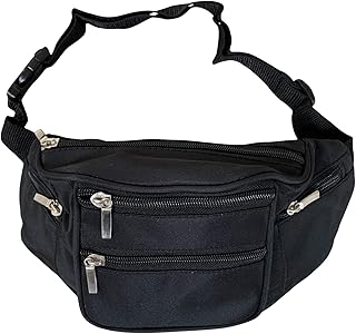 Bolsa de microfibra Riñonera con 6 cremalleras, color negro