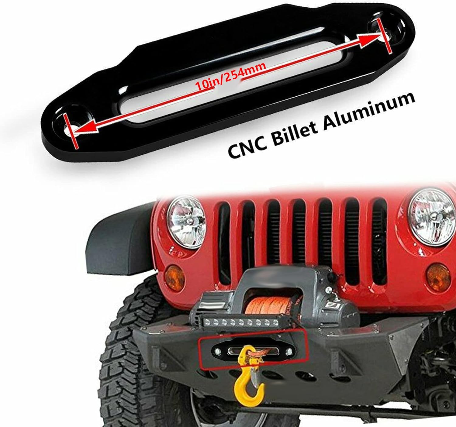 Aluminum Hawse Fairlead for 8000lbs to 15000lbs Winch, Synthetic Rope Guide with Black Oxide Finish, Towing Accessory for Off - Road Vehicles