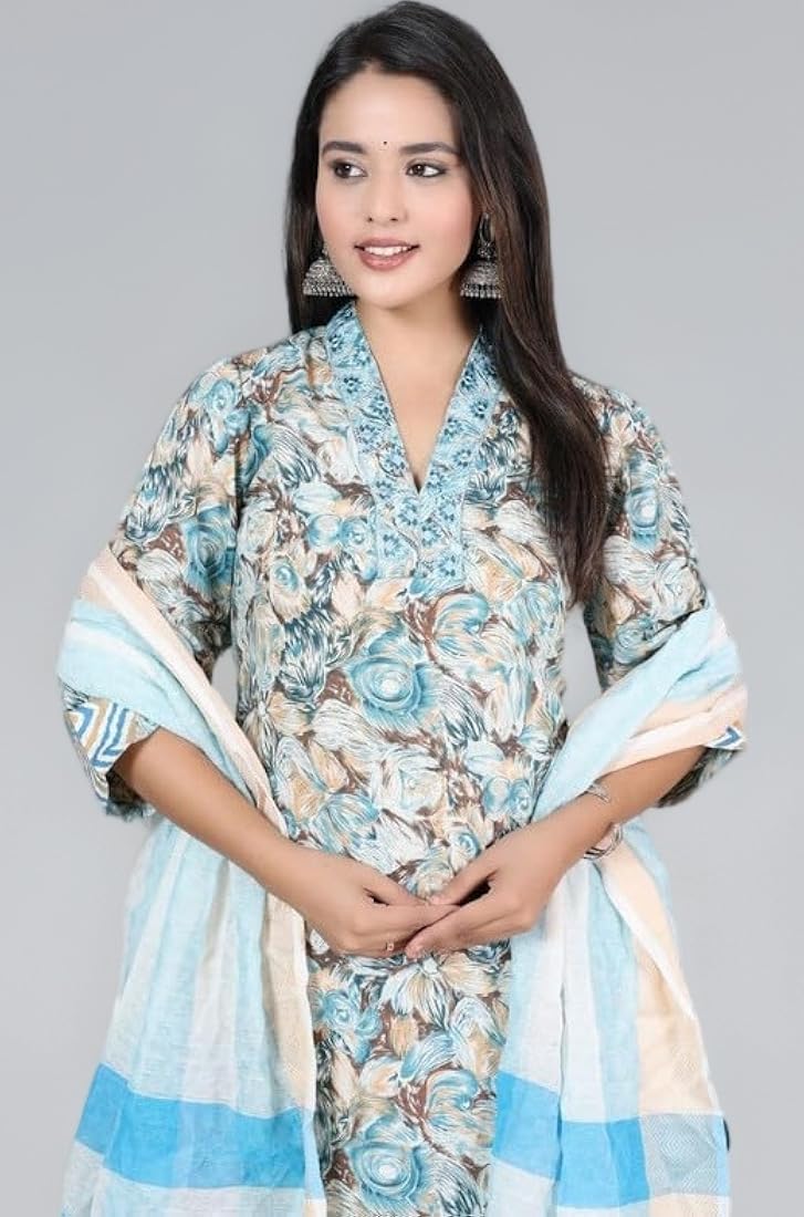 Buy Lady Tailor Women Embroidery Kurta and Pant Set with Dupatta, Kurta Set for  Women, Women Kurta Set, Women Kurta, Women Kurti,Printed Kurta Pant Set, Ethnic  Kurta Set, Kurta Set SEA Blue