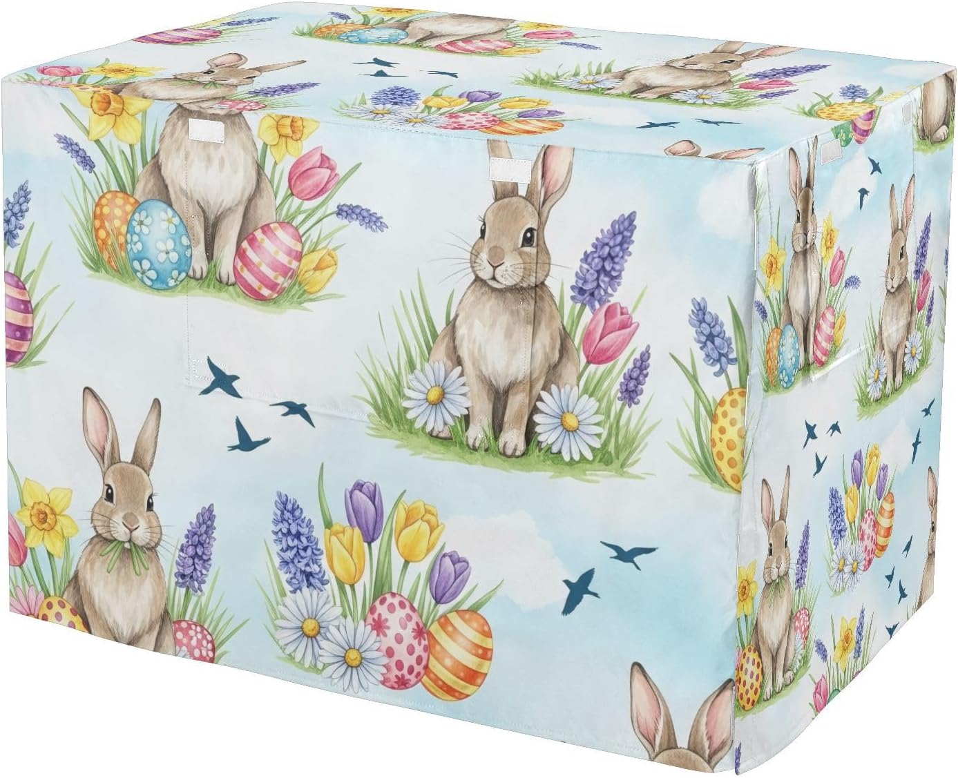 Watercolor Rabbits Spring Egg Pet Kennel Cover with Mesh Windows, Water-Resistant Dog Create Cover, Large