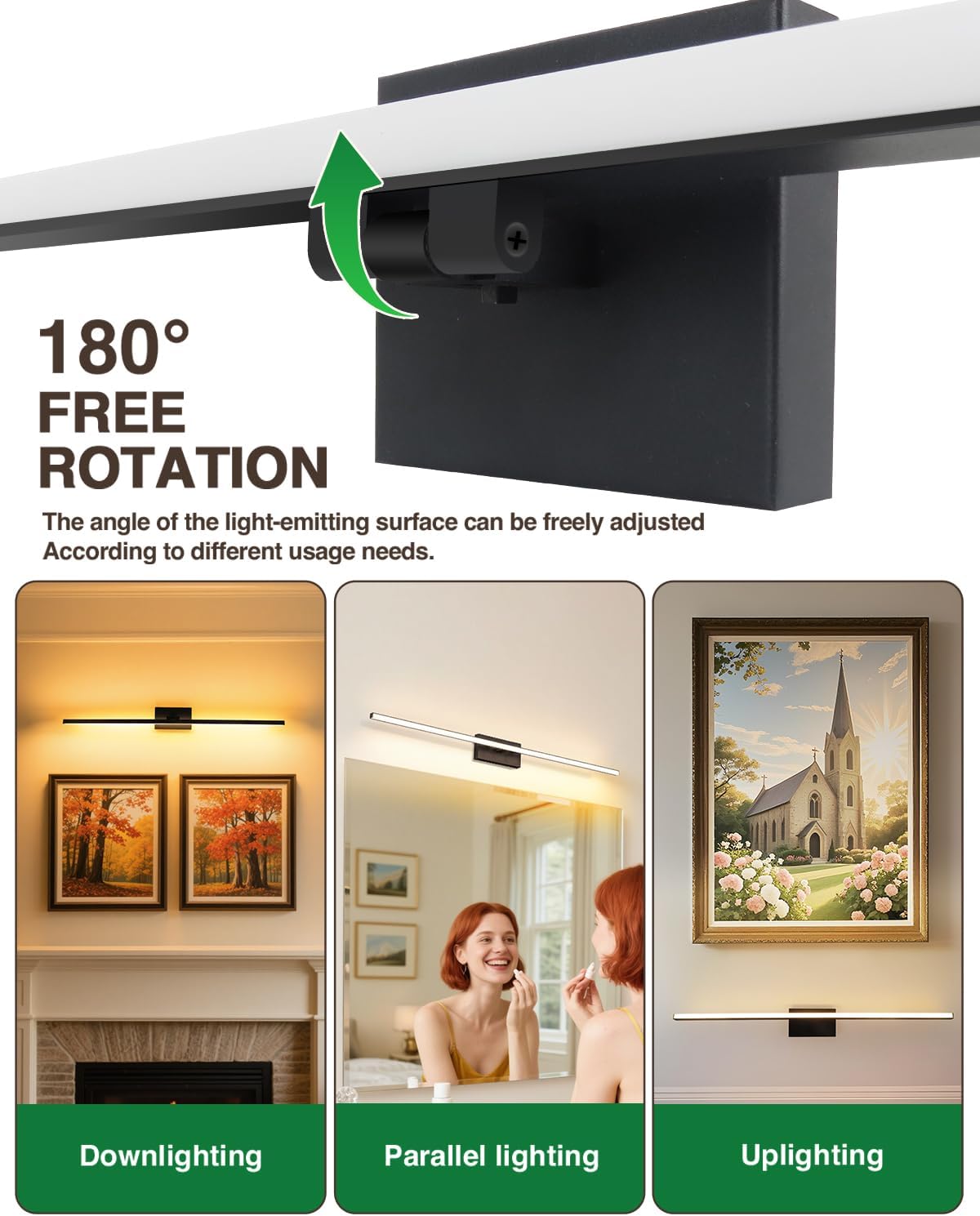 zouzai Second Generation Modern LED Bathroom Vanity Light Bar Black IP44 Over Mirror Bath Wall Fixture 5CCT Adjustable, Dual-Sided, 180° Adjustable Angle (40 inch)