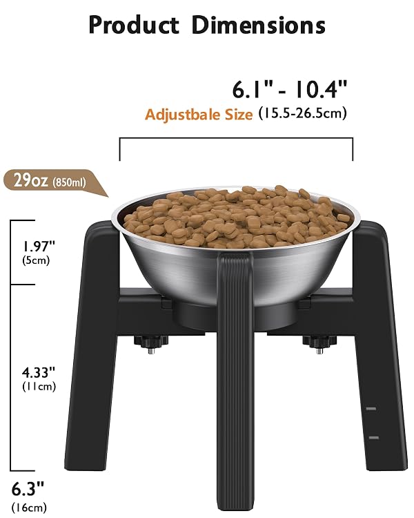 CZPET Dog Bowl Stand, 51 oz Large Capacity Stainless Steel Feeder (2 Pack) by CZPET - Used condition - Image 5