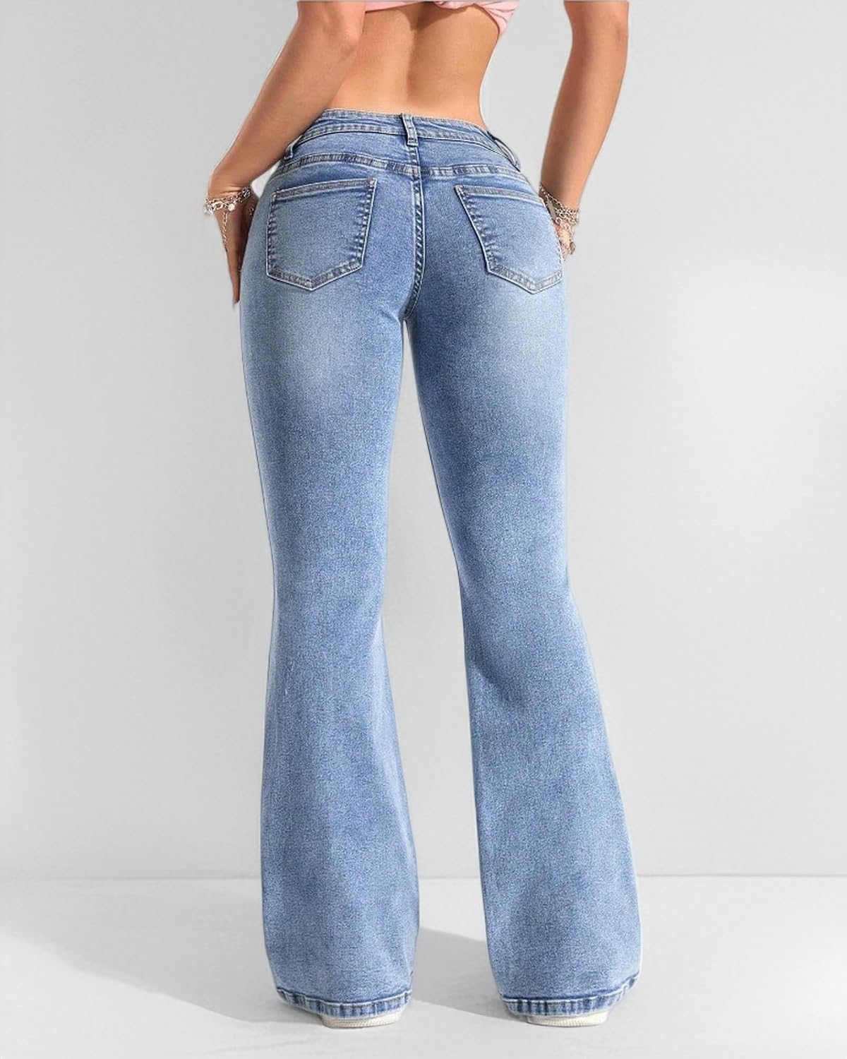 Low Rise Jeans for Women Flare Stretchy Vintage Trendy Denim Pants
