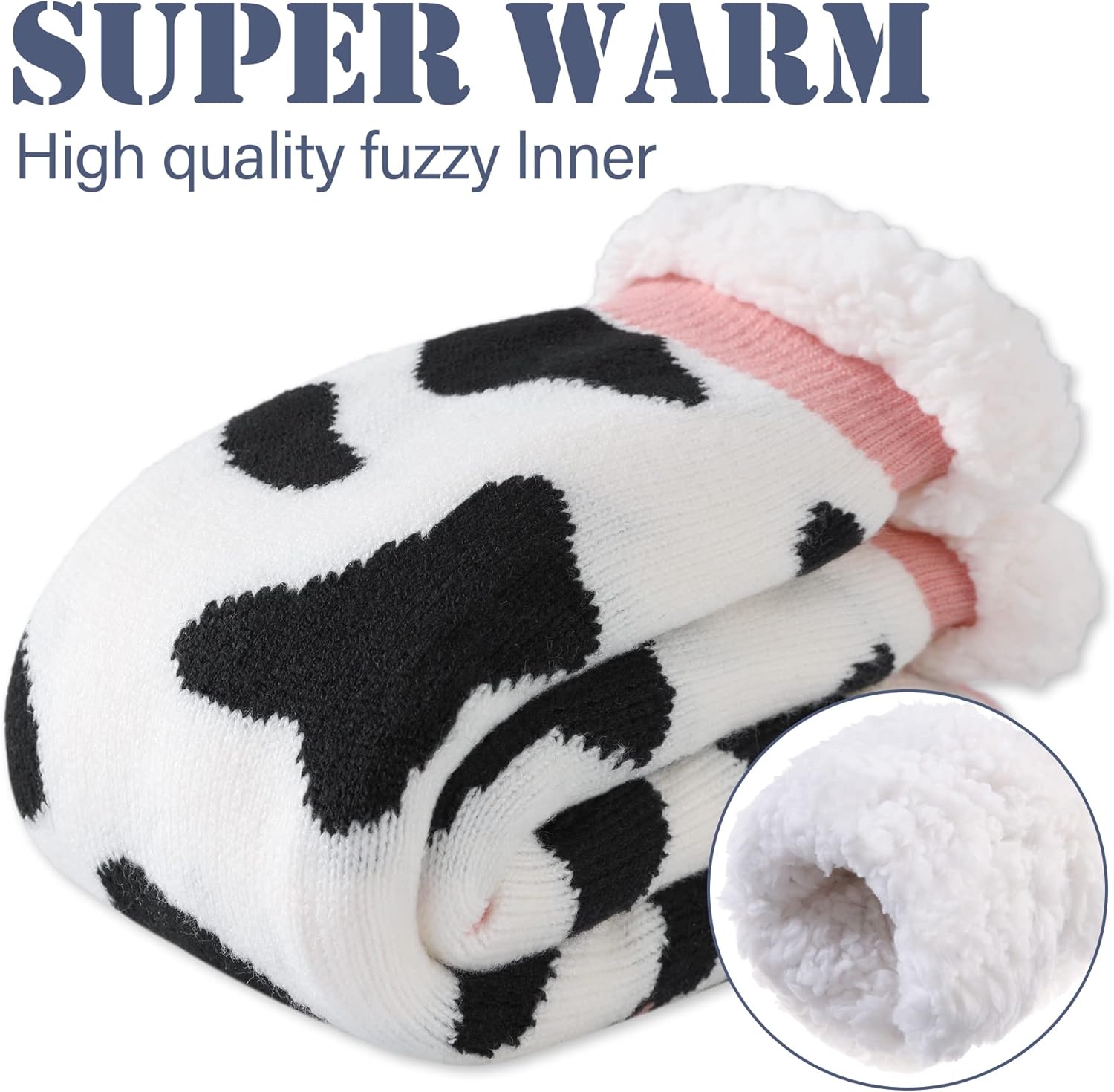LINEMIN Womens Winter Slipper Socks With Grippers Cozy Warm Cute Fuzzy Slipper Socks - Image 6