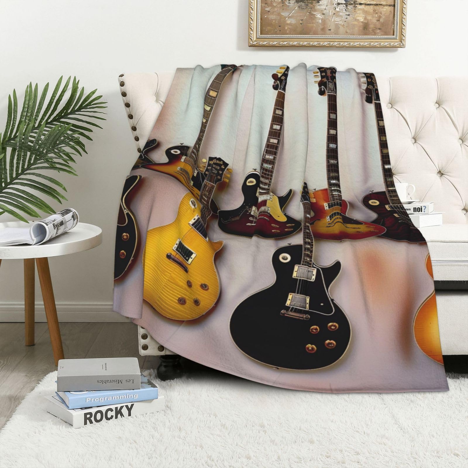 Couverture guitare en flanelle 100x150 cm plaid chaud lit canapé