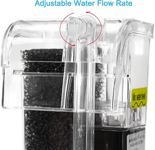 Miniatura 2 de AQUANEAT Filtro de alimentación para colgar en la encimera para acuario, filtro de tanque de peces pequeño sin borde de 5 galones, 90 GPH (hasta 5