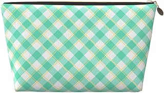 Green white grid Leather Toiletry Bag for Men, Travel Pouch | Green White Grid Men'S Leather Pouch With Smooth Zipper Holds Shaving Gear, Skincare, And Grooming Tools For Trips And Gym