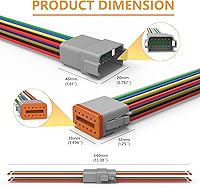Vista 3 de Newdeli Deutsch - Kit de conectores de 12 pines, impermeable, conector eléctrico de 16 AWG macho y hembra, conectores de cable automotriz