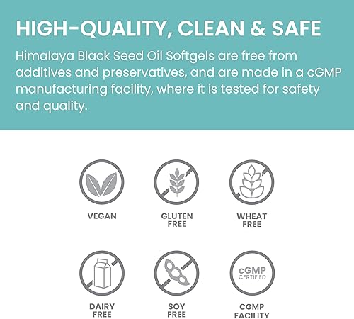 Miniatura 5 de Himalaya Cápsulas blandas de aceite de semilla negra, prensado en frío y sin refinar para el bienestar, sin OMG, vegano, sin gluten, sin aditivos,