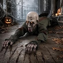 Halloween Crawling Zombie Animatronic Sound Activated with Red Glowing Eyes