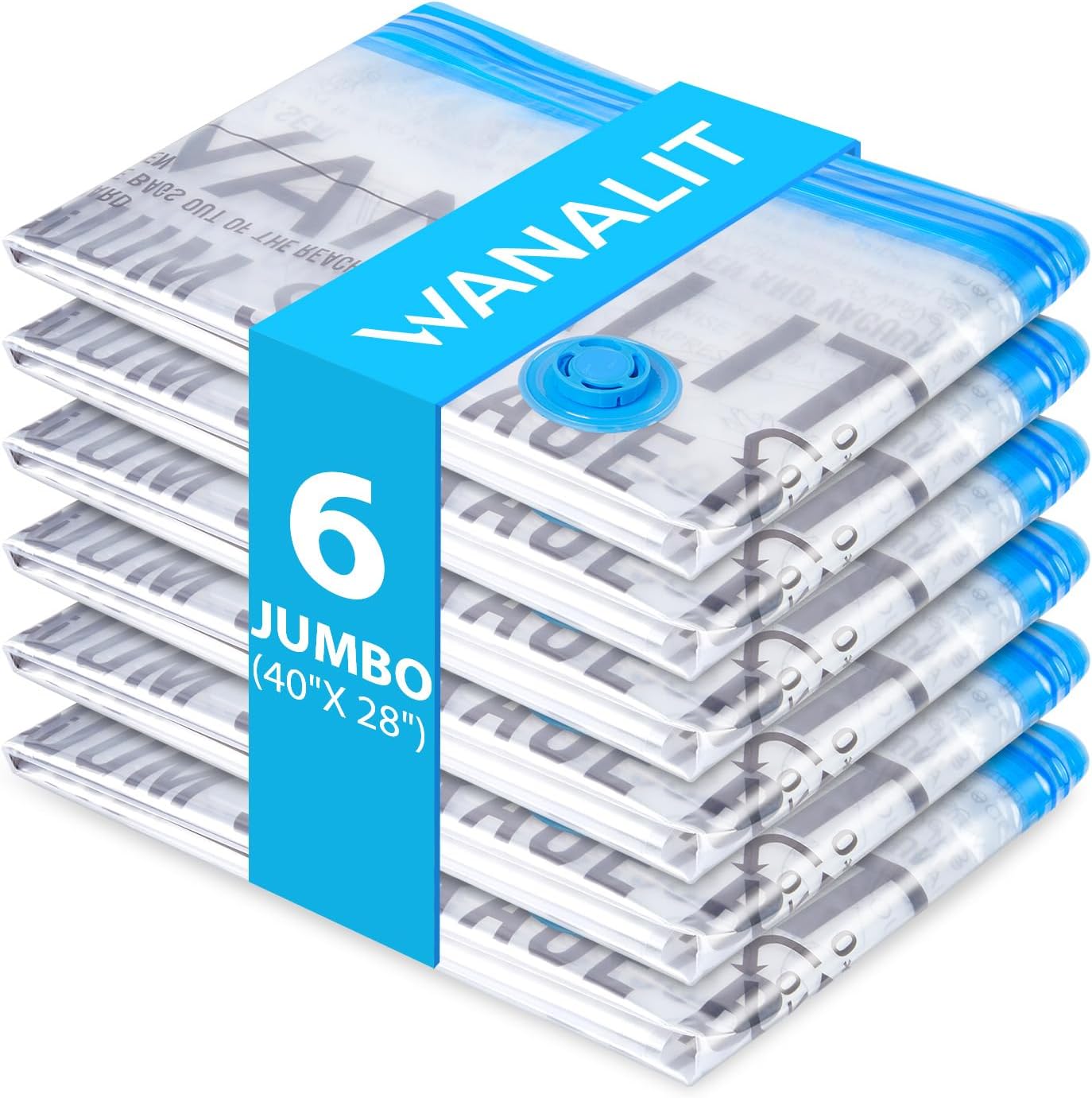 WANALIT Vacuum Storage Bags with Electric Pump, 10 Pack Large Size（32"x 22"） Reusable Compression Space Saving Bag for Clothes, Bedding, Mattress, Blankets, Pillows, Comforters, Travel, White