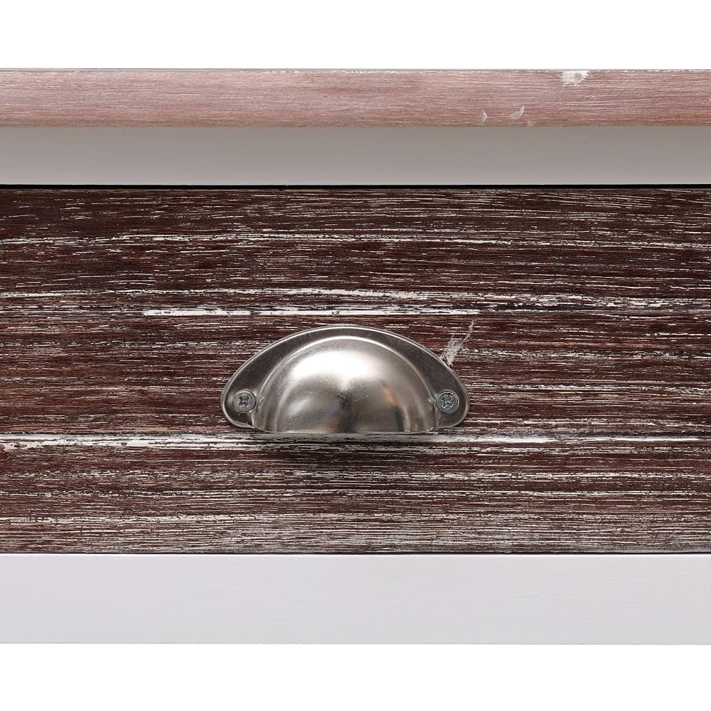 Mesa consola clásica de madera con 2 cajones, mesa auxiliar o aparador, marrón 90 × 30 × 77 cm, madera de paulownia y álamo, duradera y fácil de limpiar, fácil montaje,