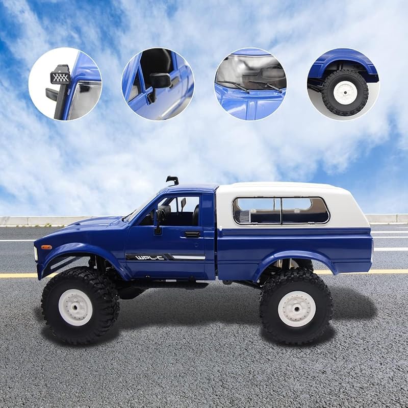 Mostop 1:16 Távirányítós Terepjáró Pickup - 4x4 Off-Road RC Autó Kék Színben, 2 Akkumulátorral, Sebességszabályzóval - Játék Gyerekeknek és