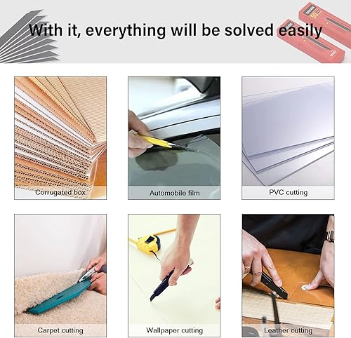 Miniatura 7 de FOSHIO 100 cuchillas de acero al carbono de 30 grados a presión de 0.354 in para cortadores de caja, cuchillo utilitario universal, cuchillas negras