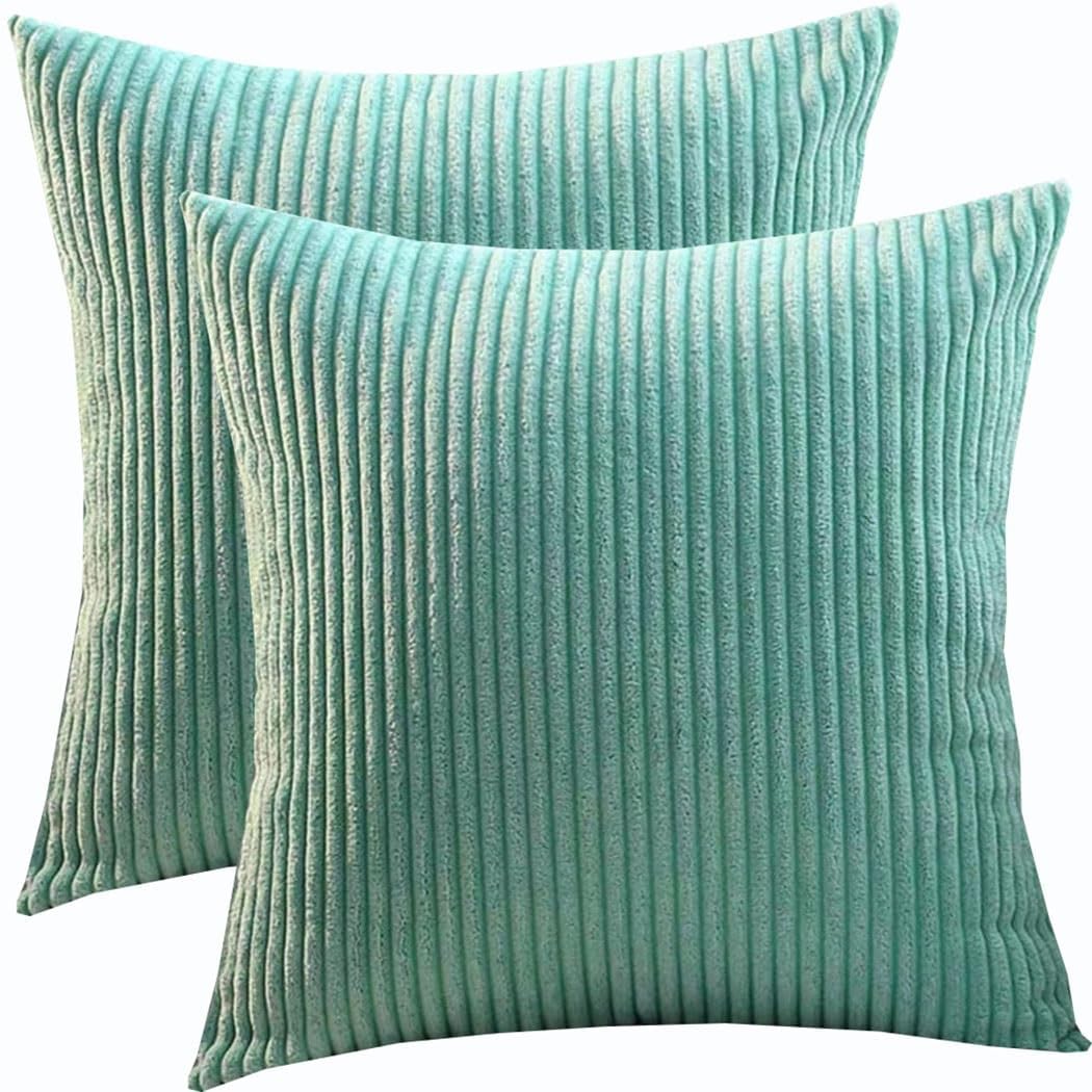 Housse de coussin 80x80 cm bleu lac clair lot de 2 grand format carré avec zip invisible
