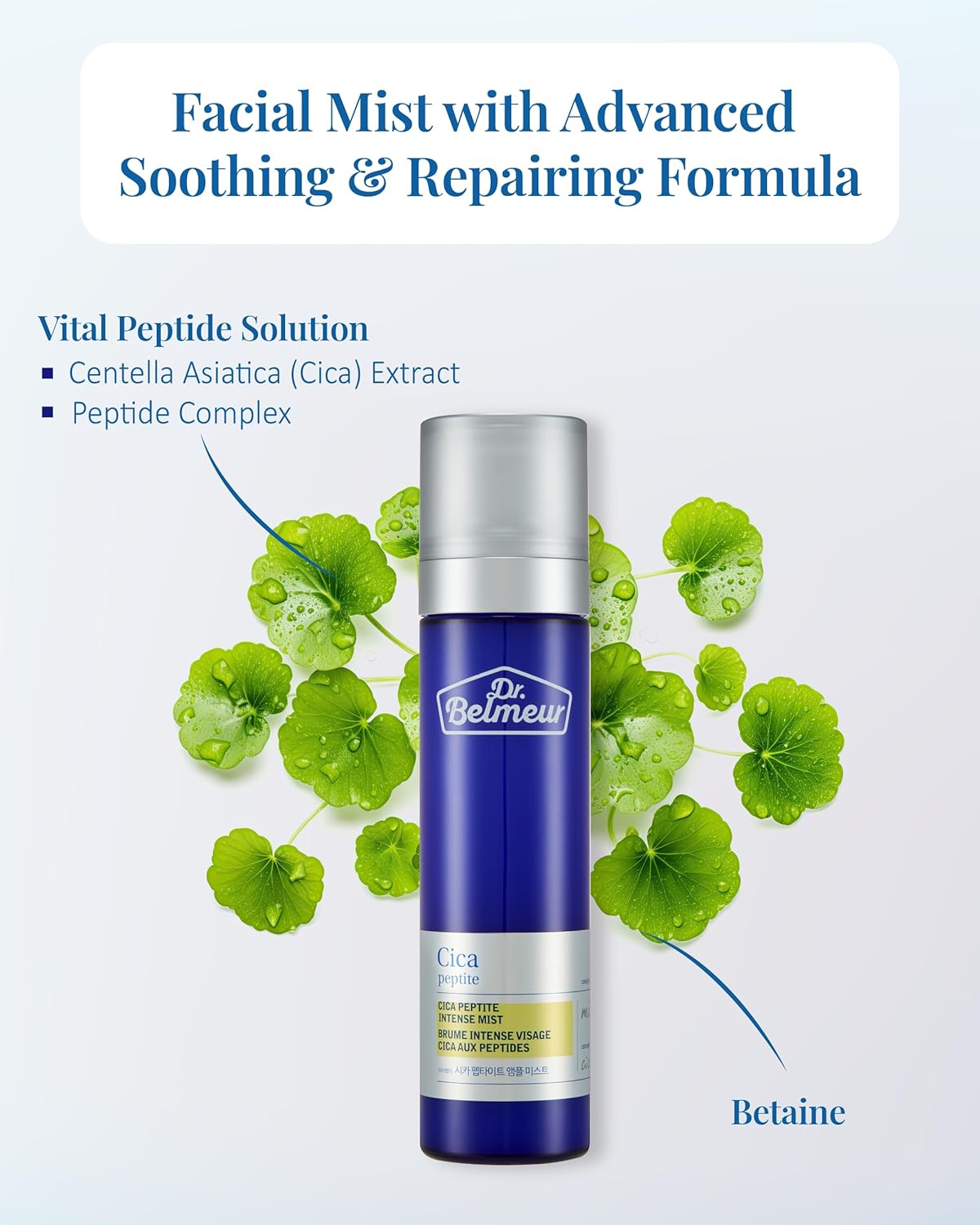 DR. BELMEUR Advanced CICA Intense Mist for Sensitive Skin (4.1fl oz) - Ultra Fine Mist for Soothe, Hydrate. Korean Skin Care. Centella Asiatica, Betaine. - Image 3